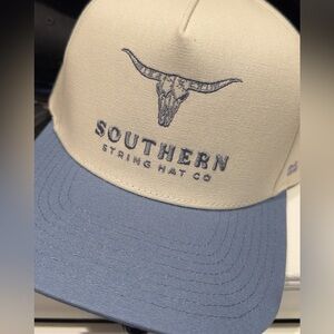 Southern String Hat Co Cream and Blue Hat